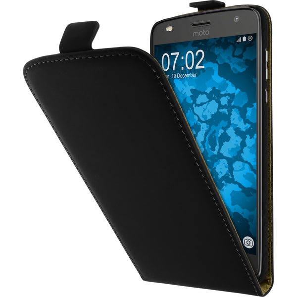 Kunst-Lederhülle für Lenovo Moto Z2 Play Flip-Case schwarz +