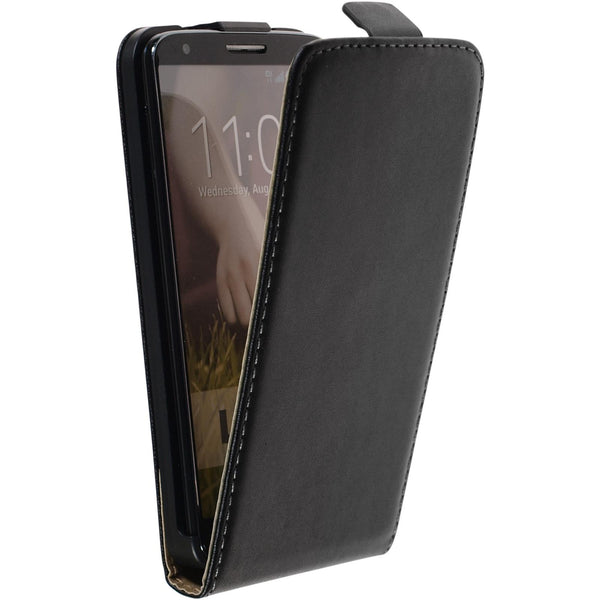 Kunst-Lederhülle für LG G2 Flip-Case schwarz + 2 Schutzfolie