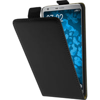 Kunst-Lederhülle für LG G6 Flip-Case schwarz + 2 Schutzfolie