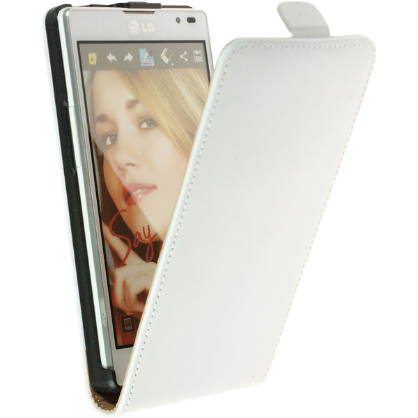Kunst-Lederhülle für LG Optimus L9 Flip-Case weiß + 2 Schutz