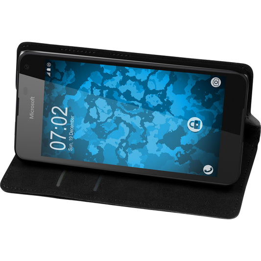 Kunst-Lederhülle für Microsoft Lumia 650 Book-Case schwarz +
