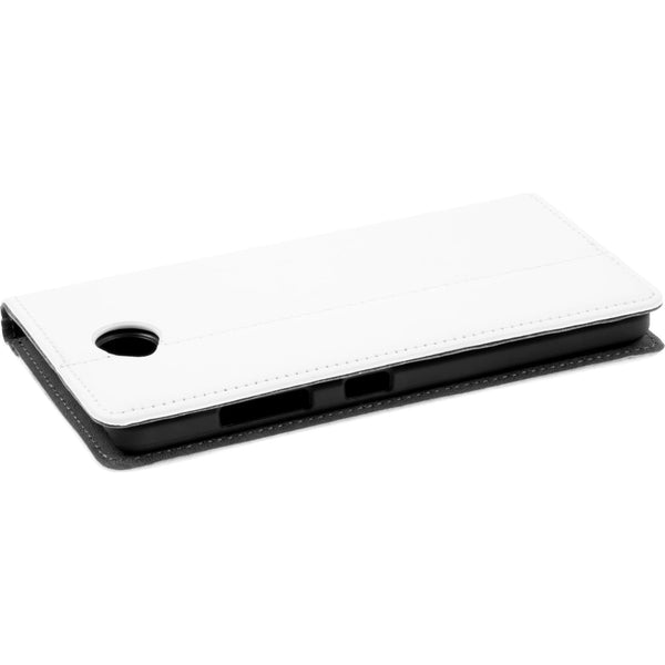 Kunst-Lederhülle für Microsoft Lumia 650 Book-Case weiﬂ + 2