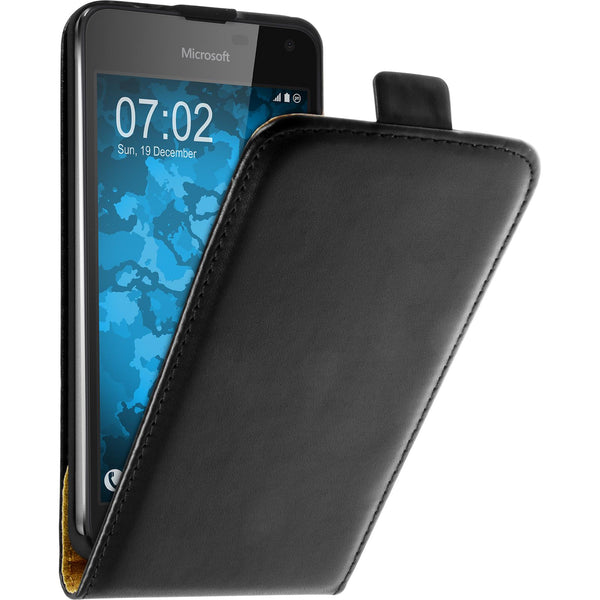 Kunst-Lederhülle für Microsoft Lumia 650 Flip-Case schwarz +