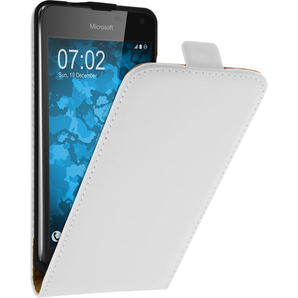 Kunst-Lederhülle für Microsoft Lumia 650 Flip-Case weiß + 2