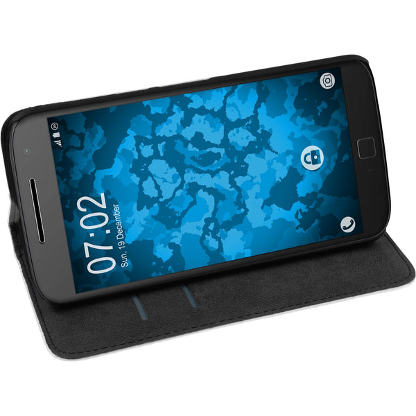 Kunst-Lederhülle für Motorola Moto G4 Plus Book-Case weiﬂ +