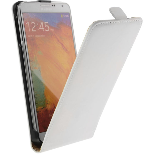 Kunst-Lederhülle für Samsung Galaxy Note 3 Flip-Case weiß +