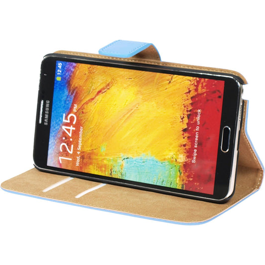 Kunst-Lederhülle für Samsung Galaxy Note 3 Wallet blau + 2 S
