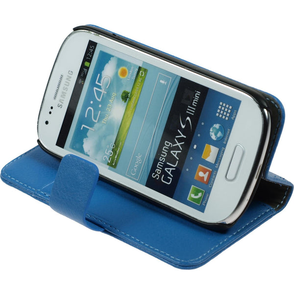 Kunst-Lederhülle für Samsung Galaxy S3 Mini Premium blau Cov
