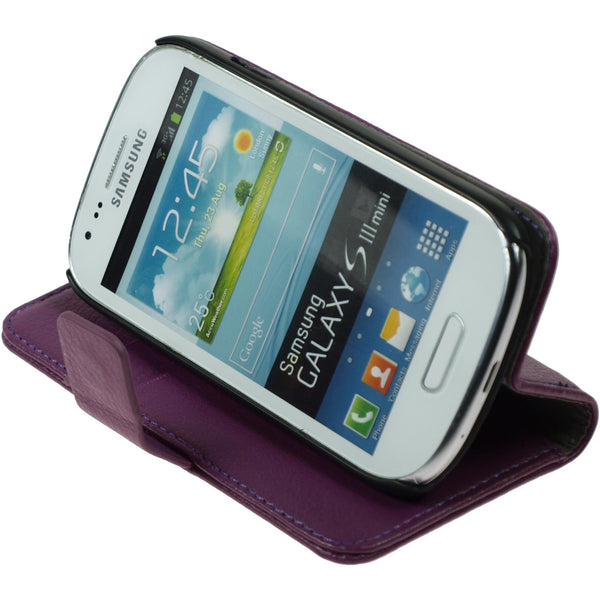 Kunst-Lederhülle für Samsung Galaxy S3 Mini Premium lila Cov