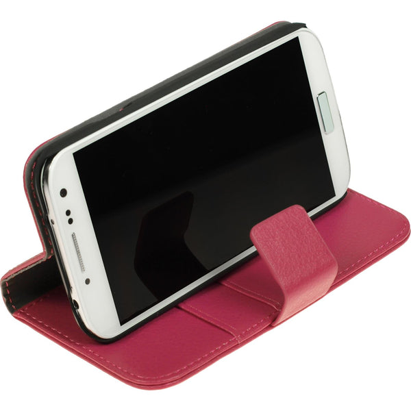 Kunst-Lederhülle für Samsung Galaxy S4 Premium pink + 2 Schu
