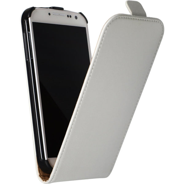 Kunst-Lederhülle für Samsung Galaxy S4 Flip-Case weiß + 2 Sc