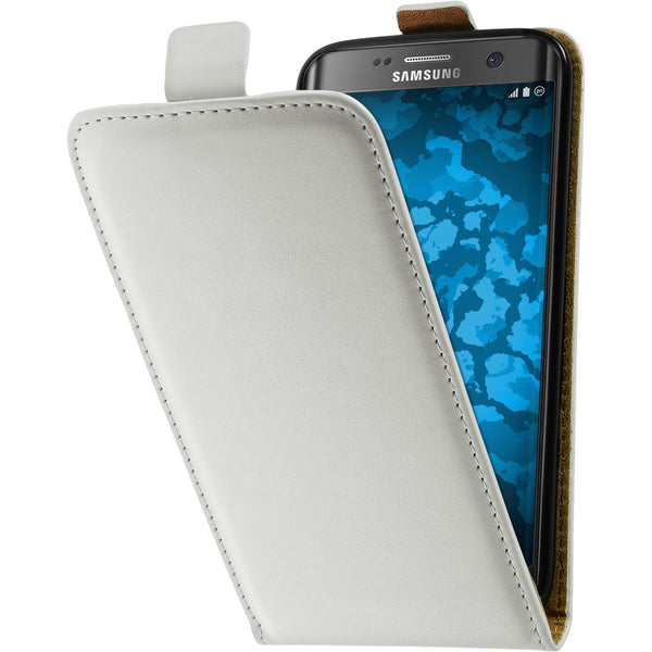 Kunst-Lederhülle für Samsung Galaxy S7 Edge Flip-Case weiﬂ C