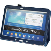 Kunst-Lederhülle für Samsung Galaxy Tab 3 10.1 Wallet blau +