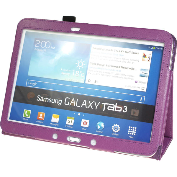 Kunst-Lederhülle für Samsung Galaxy Tab 3 10.1 Wallet lila +