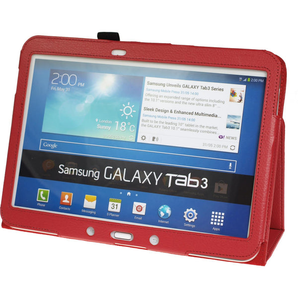 Kunst-Lederhülle für Samsung Galaxy Tab 3 10.1 Wallet rot +