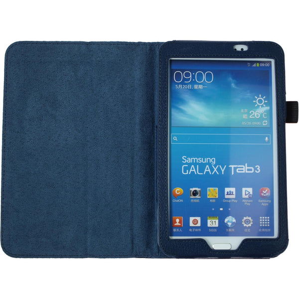 Kunst-Lederhülle für Samsung Galaxy Tab 3 7.0 Wallet blau +