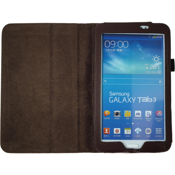 Kunst-Lederhülle für Samsung Galaxy Tab 3 7.0 Wallet braun +