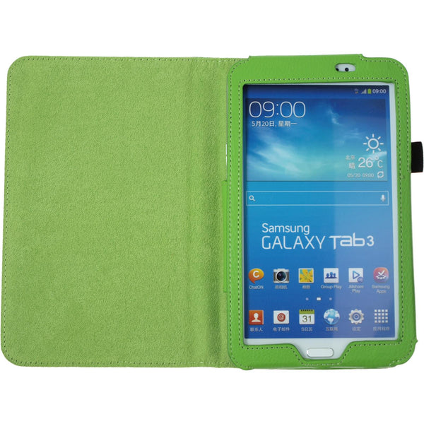 Kunst-Lederhülle für Samsung Galaxy Tab 3 7.0 Wallet grün +