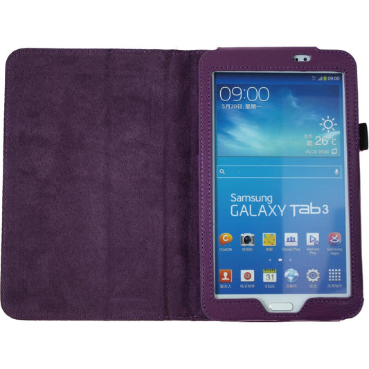 Kunst-Lederhülle für Samsung Galaxy Tab 3 7.0 Wallet lila +