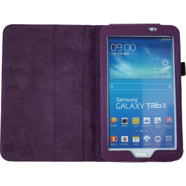 Kunst-Lederhülle für Samsung Galaxy Tab 3 7.0 Wallet lila +