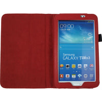 Kunst-Lederhülle für Samsung Galaxy Tab 3 7.0 Wallet rot + 2