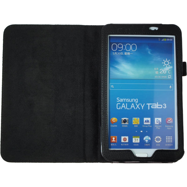 Kunst-Lederhülle für Samsung Galaxy Tab 3 7.0 Wallet schwarz