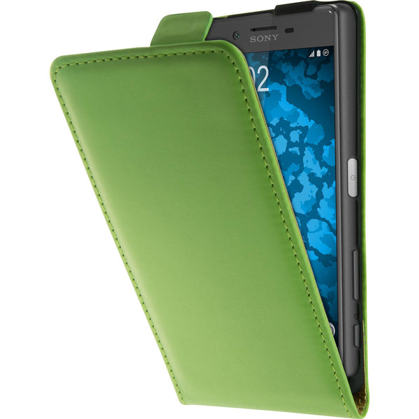 Kunst-Lederhülle für Sony Xperia X Flip-Case grün + 2 Schutz