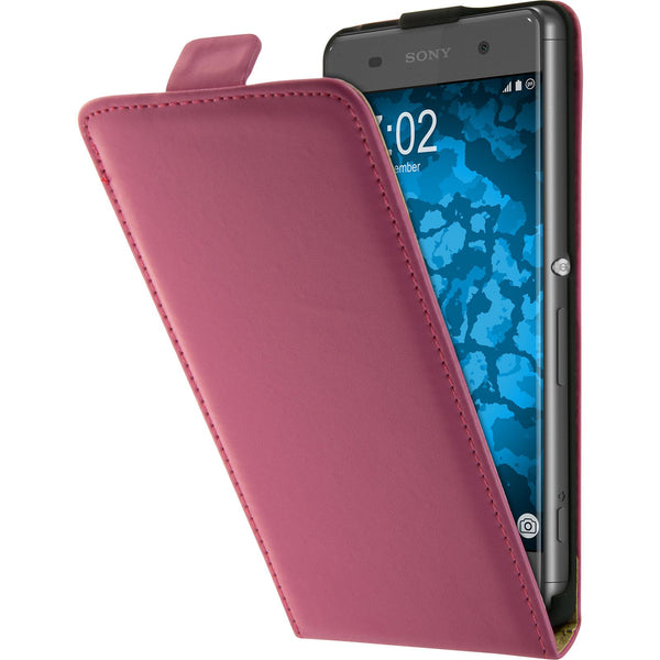 Kunst-Lederhülle für Sony Xperia XA Flip-Case pink + 2 Schut