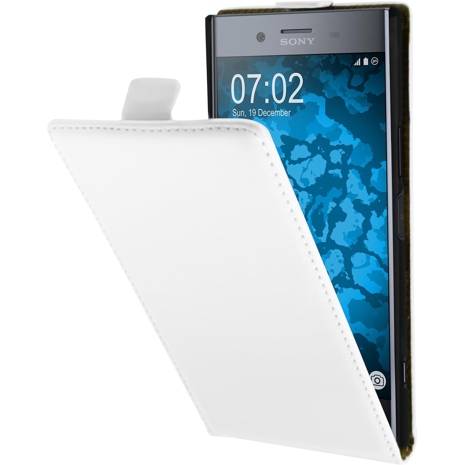 Kunst-Lederhülle für Sony Xperia XZ Premium Flip-Case weiﬂ +