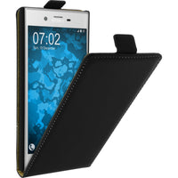 Kunst-Lederhülle für Sony Xperia XZs Flip-Case schwarz + 2 S