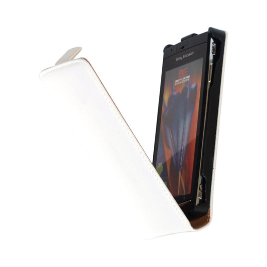 Kunst-Lederhülle für Sony Xperia Arc S Flip-Case weiß + 2 Sc