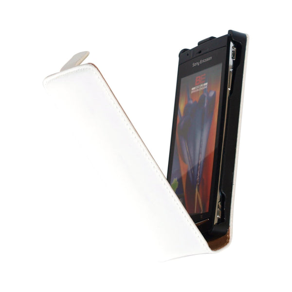 Kunst-Lederhülle für Sony Xperia Arc S Flip-Case weiß + 2 Sc