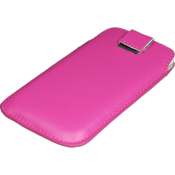 Kunst-Lederhülle für HTC One X Tasche pink + 2 Schutzfolien