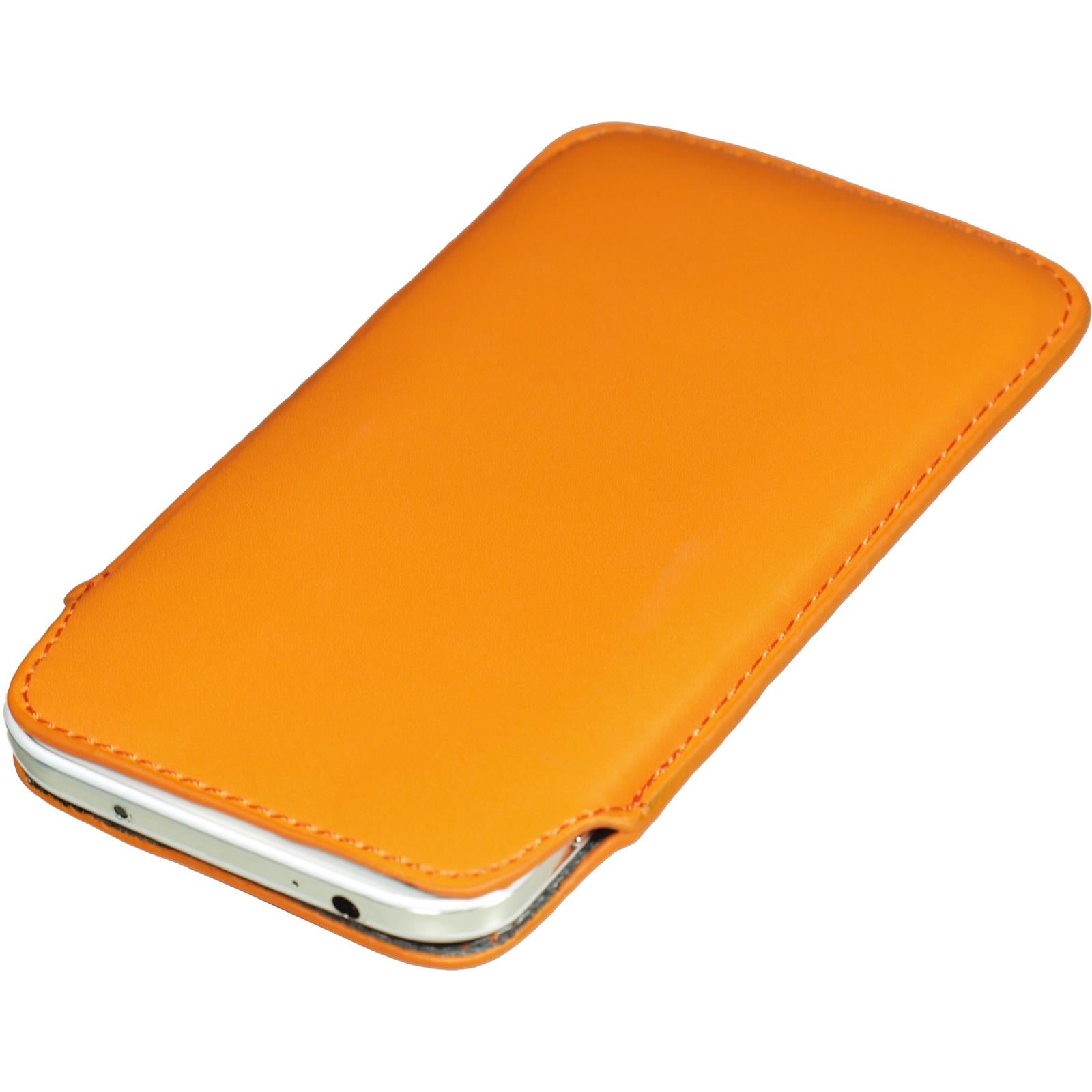 Kunst-Lederhülle für Samsung Galaxy S4 Tasche orange + 2 Sch