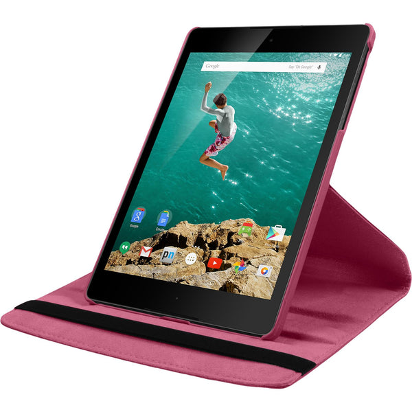 Kunst-Lederhülle für Google HTC Nexus 9 360∞ pink + 2 Schutz