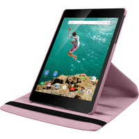 Kunst-Lederhülle für Google HTC Nexus 9 360∞ rosa + 2 Schutz