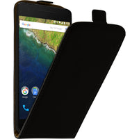 Kunst-Lederhülle für Google Nexus 6P Flip-Case schwarz + 2 S
