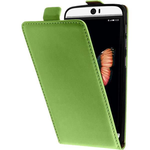 Kunst-Lederhülle für HTC Butterfly 3 Flip-Case grün Cover