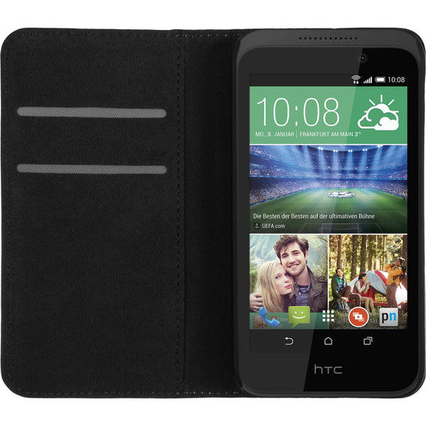 Kunst-Lederhülle für HTC Desire 320 Book-Case weiﬂ + 2 Schut