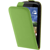 Lederhülle für HTC Desire 326G Flip-Case grün + 2 Schutzfoli