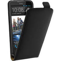 Kunst-Lederhülle für HTC Desire 516 Flip-Case schwarz + 2 Sc