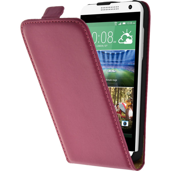 Kunst-Lederhülle für HTC Desire 610 Flip-Case pink + 2 Schut