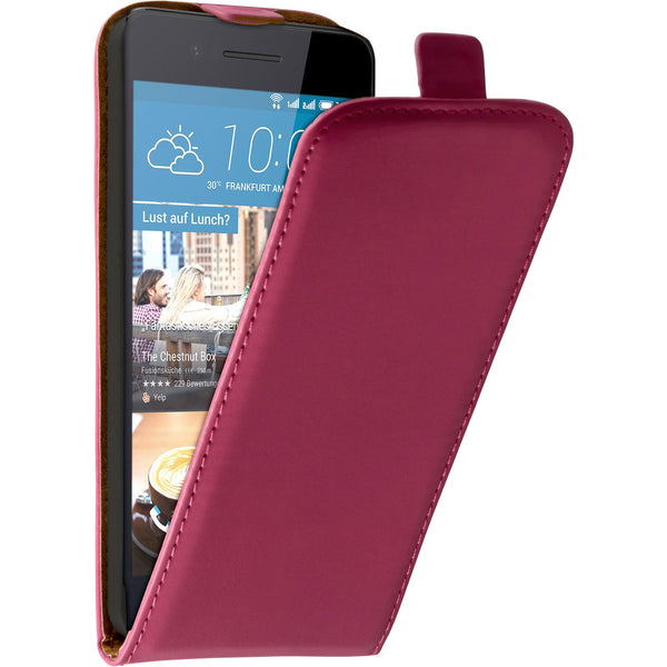 Kunst-Lederhülle für HTC Desire 728 Flip-Case pink + 2 Schut