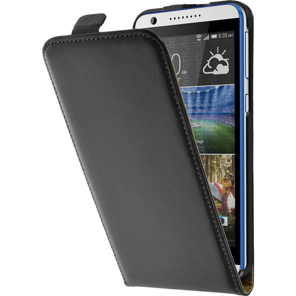 Kunst-Lederhülle für HTC Desire 820 Flip-Case schwarz + 2 Sc