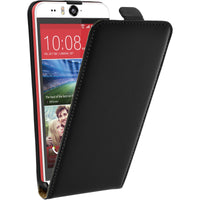 Kunst-Lederhülle für HTC Desire Eye Flip-Case schwarz + 2 Sc