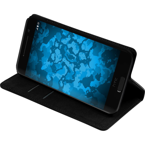 Kunst-Lederhülle für HTC One A9 Book-Case schwarz + 2 Schutz
