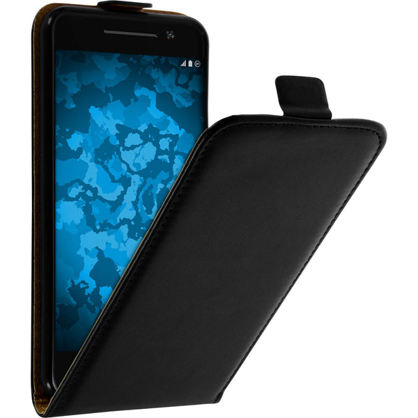 Kunst-Lederhülle für HTC One A9 Flip-Case schwarz + 2 Schutz