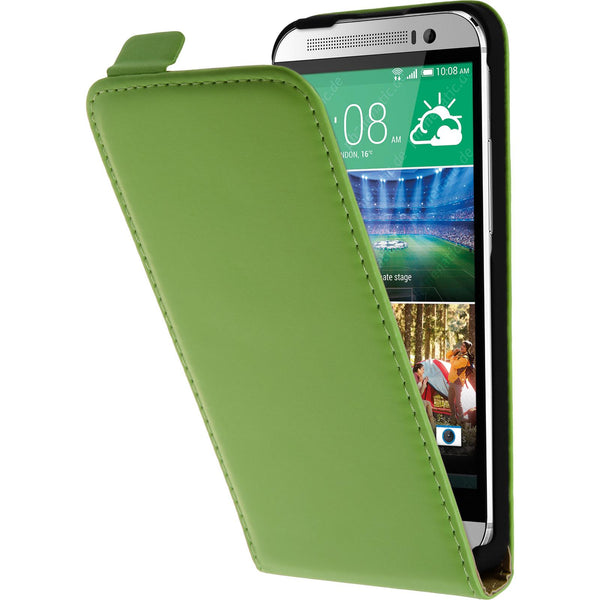 Kunst-Lederhülle für HTC One E8 Flip-Case grün + 2 Schutzfol