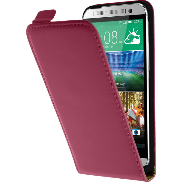 Kunst-Lederhülle für HTC One E8 Flip-Case pink + 2 Schutzfol