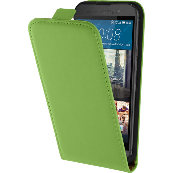 Kunst-Lederhülle für HTC One M9 Flip-Case grün + 2 Schutzfol